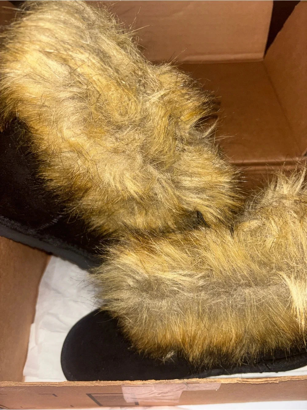 Women's Black Winter Faux-Fur Trim Boots